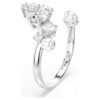 Anillo abierto Constella con perlas de cristal, cortes redondos, blanco, chapado en rodio Anillo abierto Constella con perlas de cristal, cortes redondos, blanco, chapado en rodio