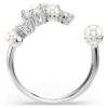 Anillo abierto Constella con perlas de cristal, cortes redondos, blanco, chapado en rodio Anillo abierto Constella con perlas de cristal, cortes redondos, blanco, chapado en rodio