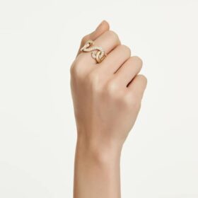 Anillo abierto Dextera de corte redondo, blanco, chapado en tono dorado