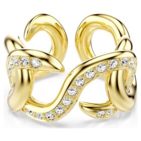 Anillo abierto Dextera de corte redondo, blanco, chapado en tono dorado