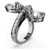 Anillo abierto «Feather» de la colección Vienna, blanco, chapado en rutenio Anillo abierto «Feather» de la colección Vienna, blanco, chapado en rutenio