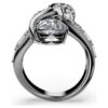 Anillo abierto «Feather» de la colección Vienna, blanco, chapado en rutenio Anillo abierto «Feather» de la colección Vienna, blanco, chapado en rutenio