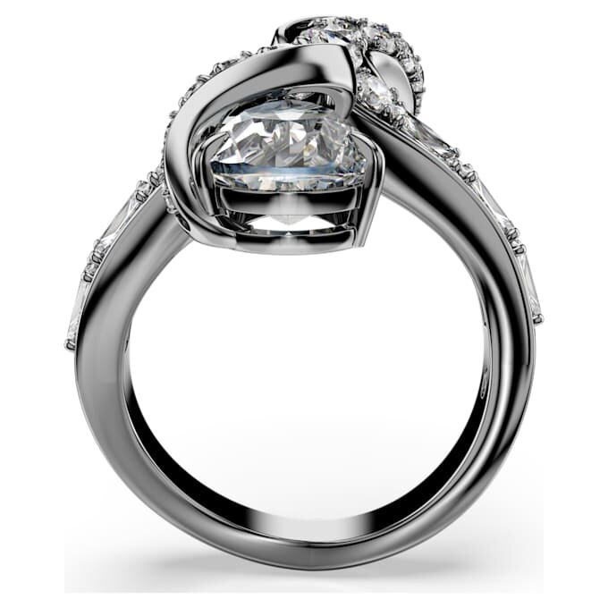 Anillo abierto «Feather» de la colección Vienna, blanco, chapado en rutenio Anillo abierto «Feather» de la colección Vienna, blanco, chapado en rutenio