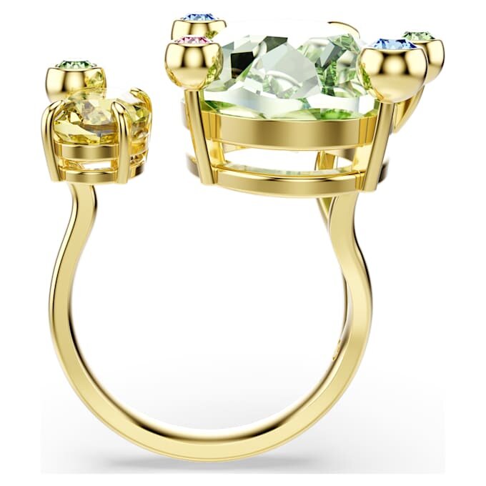 Anillo abierto Gema con cortes mixtos, multicolor, chapado en tono dorado Anillo abierto Gema con cortes mixtos, multicolor, chapado en tono dorado
