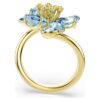 Anillo abierto Idyllia con cortes mixtos, flor, azul, chapado en tono dorado Anillo abierto Idyllia con cortes mixtos, flor, azul, chapado en tono dorado