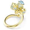 Anillo abierto Idyllia con cortes mixtos, flor, azul, chapado en tono dorado Anillo abierto Idyllia con cortes mixtos, flor, azul, chapado en tono dorado