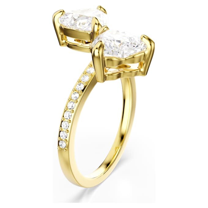Anillo abierto Mesmera con corte de corazón, pavé, blanco, chapado en tono dorado Anillo abierto Mesmera con corte de corazón, pavé, blanco, chapado en tono dorado