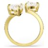 Anillo abierto Mesmera con corte de corazón, pavé, blanco, chapado en tono dorado Anillo abierto Mesmera con corte de corazón, pavé, blanco, chapado en tono dorado