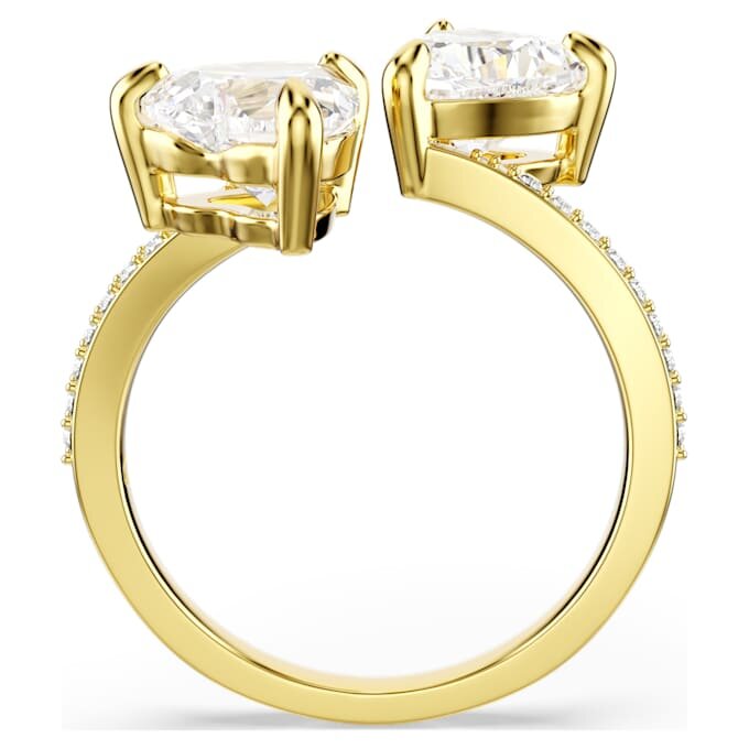 Anillo abierto Mesmera con corte de corazón, pavé, blanco, chapado en tono dorado Anillo abierto Mesmera con corte de corazón, pavé, blanco, chapado en tono dorado