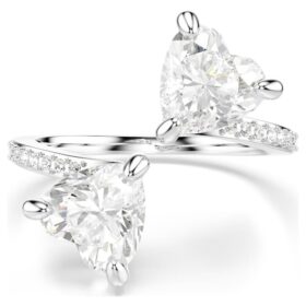 anillo abierto mesmera con corte en forma de corazn pav blanco chapado en rodio 2 280x280 - Anillo abierto Mesmera con corte en forma de coraz&oacute;n, pav&eacute;, blanco, chapado en rodio