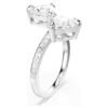 Anillo abierto Mesmera con corte en forma de corazón, pavé, blanco, chapado en rodio