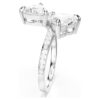 Anillo abierto Mesmera con corte en forma de corazón, pavé, blanco, chapado en rodio