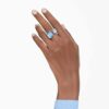 Anillo abierto Millenia con corte octogonal, azul, chapado en rodio