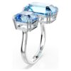 Anillo abierto Millenia con corte octogonal, azul, chapado en rodio