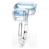 Anillo abierto Millenia con corte octogonal, azul, chapado en rodio
