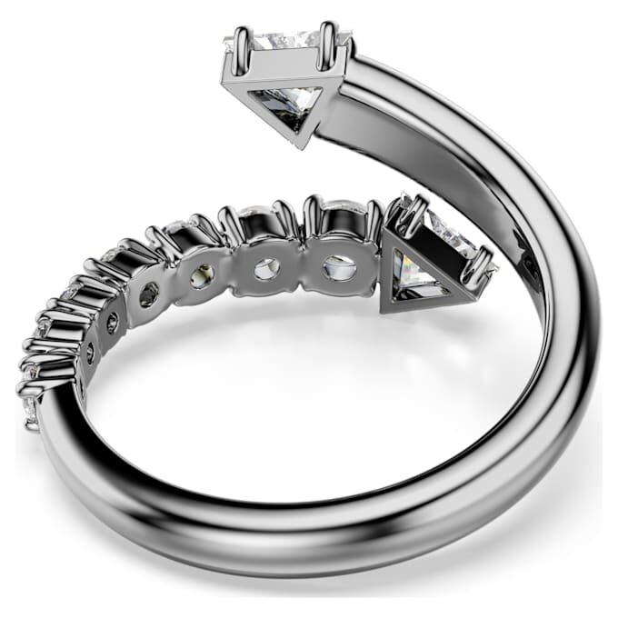 Anillo abierto Sublima con cortes mixtos, blanco, chapado en rutenio Anillo abierto Sublima con cortes mixtos, blanco, chapado en rutenio