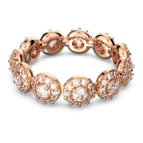 Anillo Angelic, corte redondo, blanco, chapado en tono oro rosa