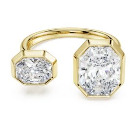 Anillo con bisel octogonal, diamantes cultivados en laboratorio, 4,10 ct en total, forma octogonal, oro amarillo de 18K Anillo con bisel octogonal, diamantes cultivados en laboratorio, 4,10 ct en total, forma octogonal, oro amarillo de 18K