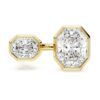 Anillo con bisel octogonal, diamantes cultivados en laboratorio, 4,10 ct en total, forma octogonal, oro amarillo de 18K