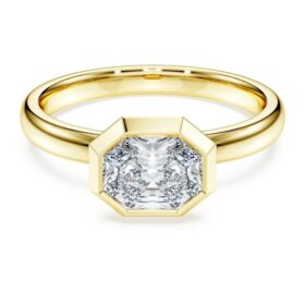 Anillo con bisel octogonal, diamantes cultivados en laboratorio de 1,0 ct en total, forma octogonal, oro amarillo de 14K