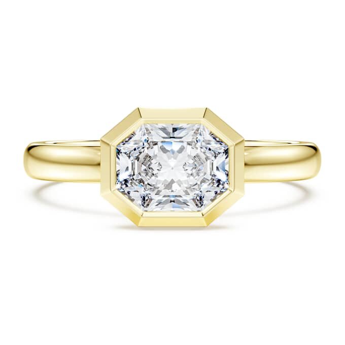 Anillo con bisel octogonal, diamantes cultivados en laboratorio de 1,0 ct en total, forma octogonal, oro amarillo de 14K Anillo con bisel octogonal, diamantes cultivados en laboratorio de 1,0 ct en total, forma octogonal, oro amarillo de 14K