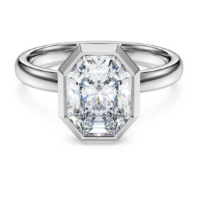 Anillo con bisel octogonal, diamantes cultivados en laboratorio de 2,0 ct en total, forma octogonal, oro blanco de 14K Anillo con bisel octogonal, diamantes cultivados en laboratorio de 2,0 ct en total, forma octogonal, oro blanco de 14K