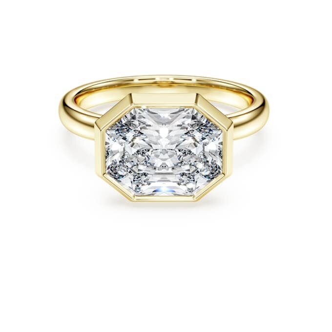 Anillo con engaste octogonal, diamantes cultivados en laboratorio, 3,0 Ct en total, forma octogonal, oro amarillo de 14K Anillo con engaste octogonal, diamantes cultivados en laboratorio, 3,0 Ct en total, forma octogonal, oro amarillo de 14K