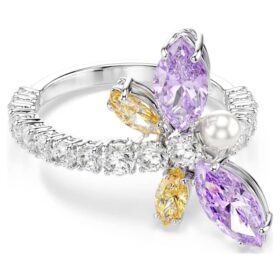 Anillo con motivo Ariana Grande X Swarovski de cortes mixtos, libélula, multicolor, chapado en rodio Anillo con motivo Ariana Grande X Swarovski de cortes mixtos, libélula, multicolor, chapado en rodio