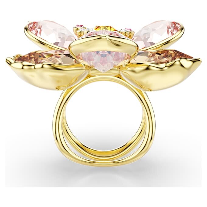 Anillo con motivo Idyllia, cortes mixtos, flor, multicolor, chapado en tono dorado Anillo con motivo Idyllia, cortes mixtos, flor, multicolor, chapado en tono dorado