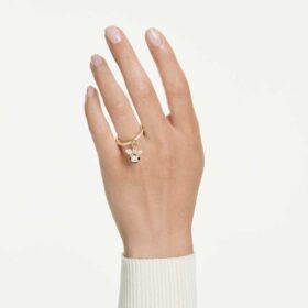 Anillo con motivo Idyllia de cortes mixtos, abeja, multicolor, chapado en tono dorado Anillo con motivo Idyllia de cortes mixtos, abeja, multicolor, chapado en tono dorado