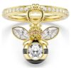 Anillo con motivo Idyllia de cortes mixtos, abeja, multicolor, chapado en tono dorado Anillo con motivo Idyllia de cortes mixtos, abeja, multicolor, chapado en tono dorado