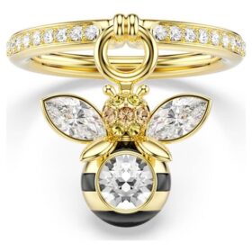 Anillo con motivo Idyllia de cortes mixtos, abeja, multicolor, chapado en tono dorado Anillo con motivo Idyllia de cortes mixtos, abeja, multicolor, chapado en tono dorado