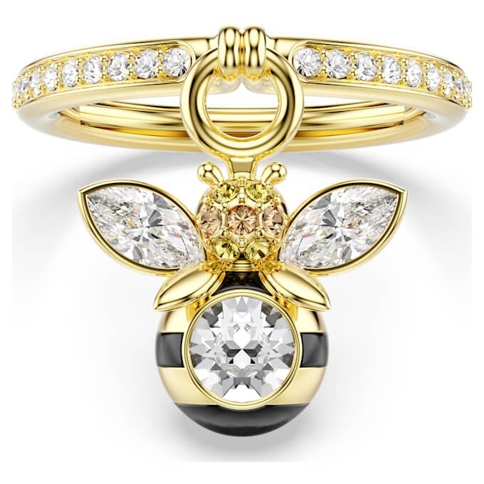 Anillo con motivo Idyllia de cortes mixtos, abeja, multicolor, chapado en tono dorado Anillo con motivo Idyllia de cortes mixtos, abeja, multicolor, chapado en tono dorado