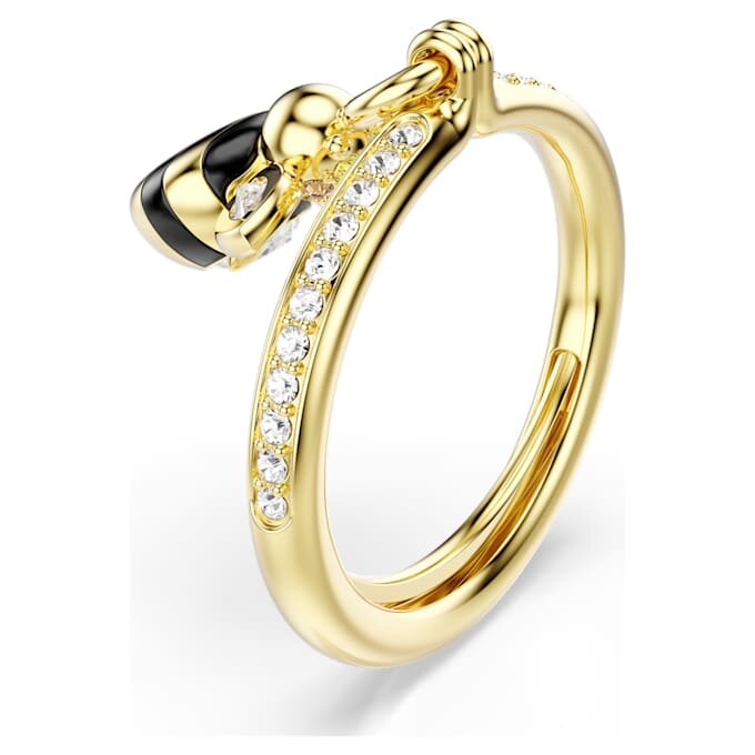 Anillo con motivo Idyllia de cortes mixtos, abeja, multicolor, chapado en tono dorado Anillo con motivo Idyllia de cortes mixtos, abeja, multicolor, chapado en tono dorado