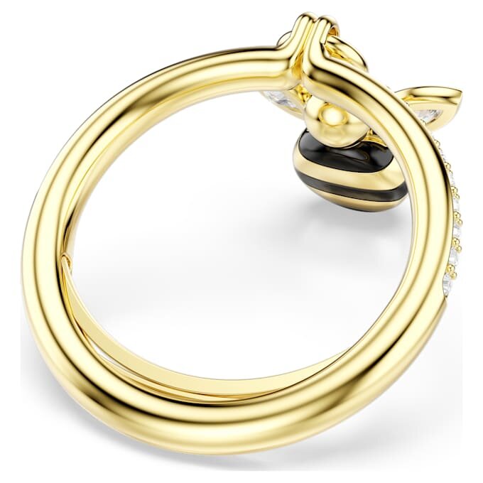 Anillo con motivo Idyllia de cortes mixtos, abeja, multicolor, chapado en tono dorado Anillo con motivo Idyllia de cortes mixtos, abeja, multicolor, chapado en tono dorado