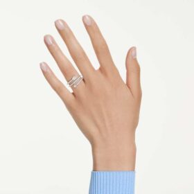 Anillo con motivo Idyllia de cortes mixtos, flecha, blanco, chapado en rodio Anillo con motivo Idyllia de cortes mixtos, flecha, blanco, chapado en rodio