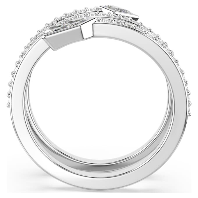 Anillo con motivo Idyllia de cortes mixtos, flecha, blanco, chapado en rodio Anillo con motivo Idyllia de cortes mixtos, flecha, blanco, chapado en rodio