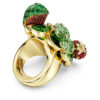 Anillo con motivo Idyllia multicolor, chapado en tono dorado
