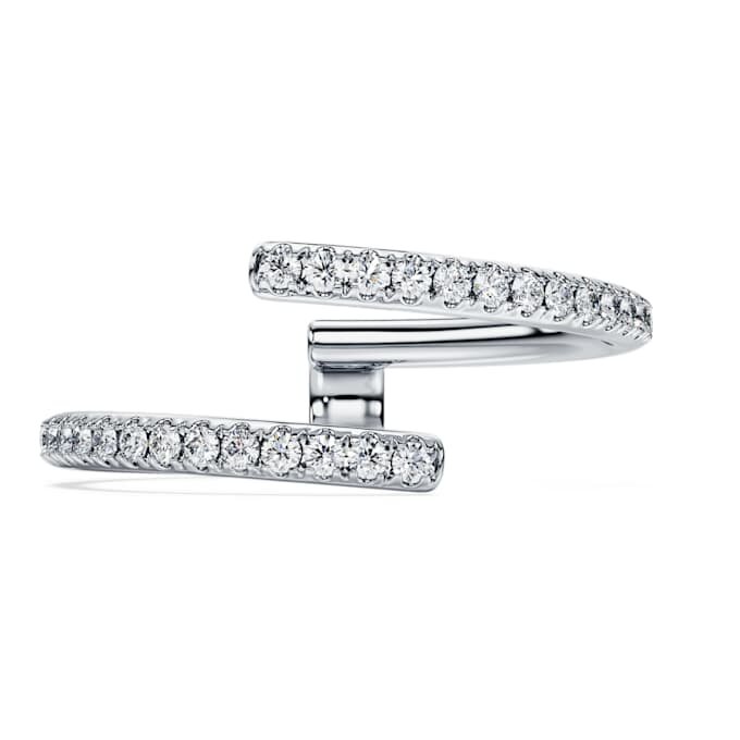 Anillo de banda abierta Eternity con diamantes cultivados en laboratorio de 0,2 quilates en total, forma redonda, oro blanco de 14K Anillo de banda abierta Eternity con diamantes cultivados en laboratorio de 0,2 quilates en total, forma redonda, oro blanco de 14K