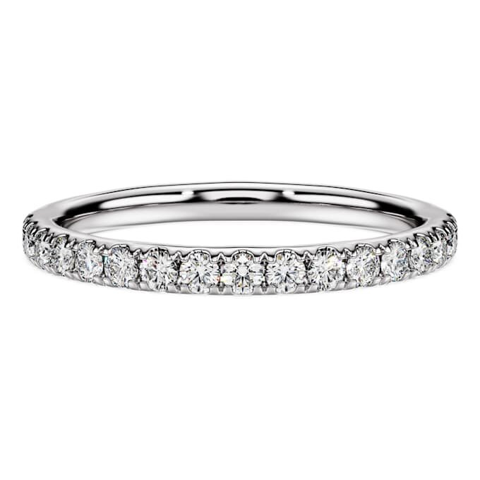 Anillo de banda de eternidad con diamantes cultivados en laboratorio de 0,4 ct en total, forma redonda, plata esterlina Anillo de banda de eternidad con diamantes cultivados en laboratorio de 0,4 ct en total, forma redonda, plata esterlina