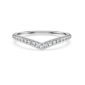 Anillo de banda en V «Eternity» con diamantes cultivados en laboratorio de 0,25 ct en total, forma redonda, oro blanco de 14K Anillo de banda en V «Eternity» con diamantes cultivados en laboratorio de 0,25 ct en total, forma redonda, oro blanco de 14K
