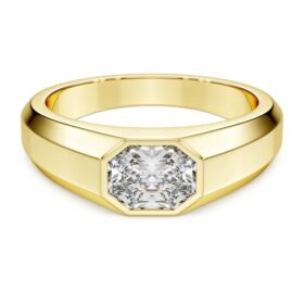 Anillo de banda octogonal con diamantes cultivados en laboratorio, 1,0 Ct en total, forma octogonal, oro amarillo de 14K
