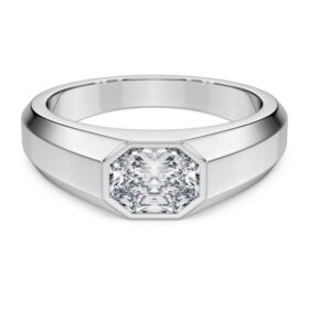 Anillo de banda octogonal con diamantes cultivados en laboratorio de 1,0 ct en total, forma octogonal, oro blanco de 14K Anillo de banda octogonal con diamantes cultivados en laboratorio de 1,0 ct en total, forma octogonal, oro blanco de 14K