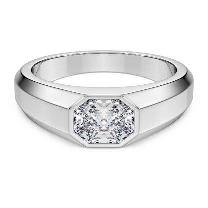 Anillo de banda octogonal con diamantes cultivados en laboratorio de 1,0 ct en total, forma octogonal, oro blanco de 14K Anillo de banda octogonal con diamantes cultivados en laboratorio de 1,0 ct en total, forma octogonal, oro blanco de 14K