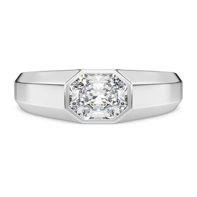 Anillo de banda octogonal con diamantes cultivados en laboratorio de 1,0 ct en total, forma octogonal, oro blanco de 14K Anillo de banda octogonal con diamantes cultivados en laboratorio de 1,0 ct en total, forma octogonal, oro blanco de 14K