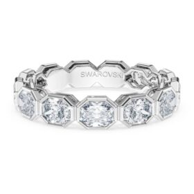 Anillo de banda octogonal con diamantes cultivados en laboratorio de 2,4 quilates en total, forma octogonal, oro blanco de 14K Anillo de banda octogonal con diamantes cultivados en laboratorio de 2,4 quilates en total, forma octogonal, oro blanco de 14K