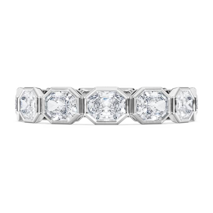 Anillo de banda octogonal con diamantes cultivados en laboratorio de 2,4 quilates en total, forma octogonal, oro blanco de 14K Anillo de banda octogonal con diamantes cultivados en laboratorio de 2,4 quilates en total, forma octogonal, oro blanco de 14K