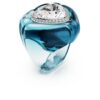 Anillo de cóctel Dulcis con corte de corazón, pavé, corazón, azul Anillo de cóctel Dulcis con corte de corazón, pavé, corazón, azul