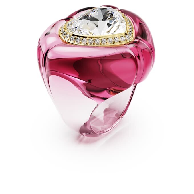 Anillo de cóctel Dulcis con corte de corazón, pavé, corazón, rosa Anillo de cóctel Dulcis con corte de corazón, pavé, corazón, rosa