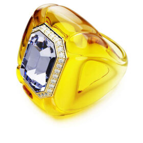 Anillo de cóctel Dulcis, corte cojín, pavé, amarillo